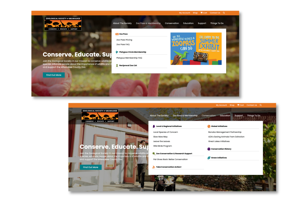 Zoo Society Website Mega Menu Zoo Society Website Mega Menu