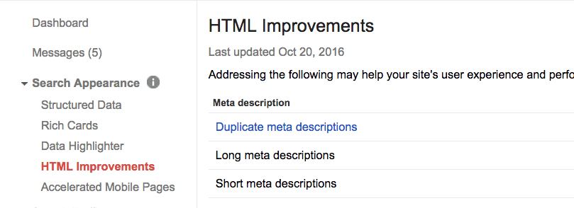 Search-Appearance-Html-Improvements Google Search Console Search Appearance