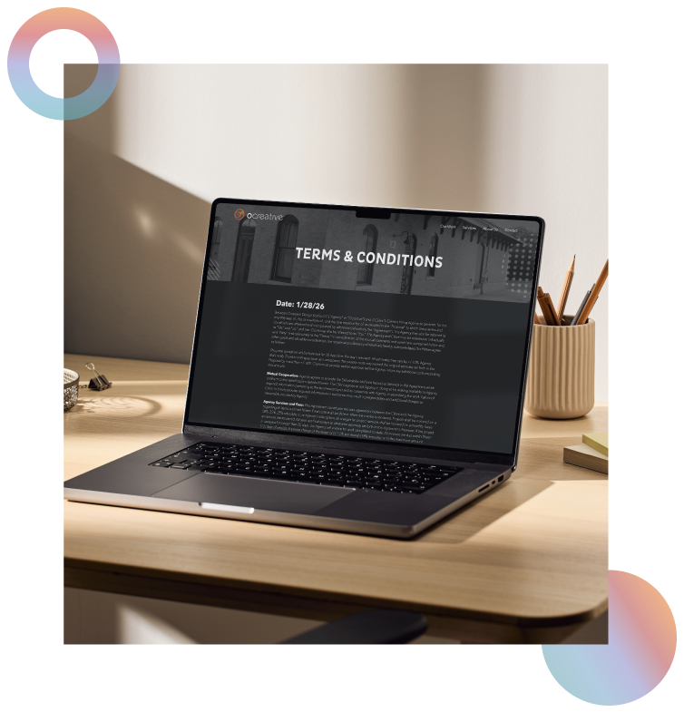 Laptop Displaying Ocreative Terms And Conditions Page Laptop Displaying Ocreative Terms And Conditions Page